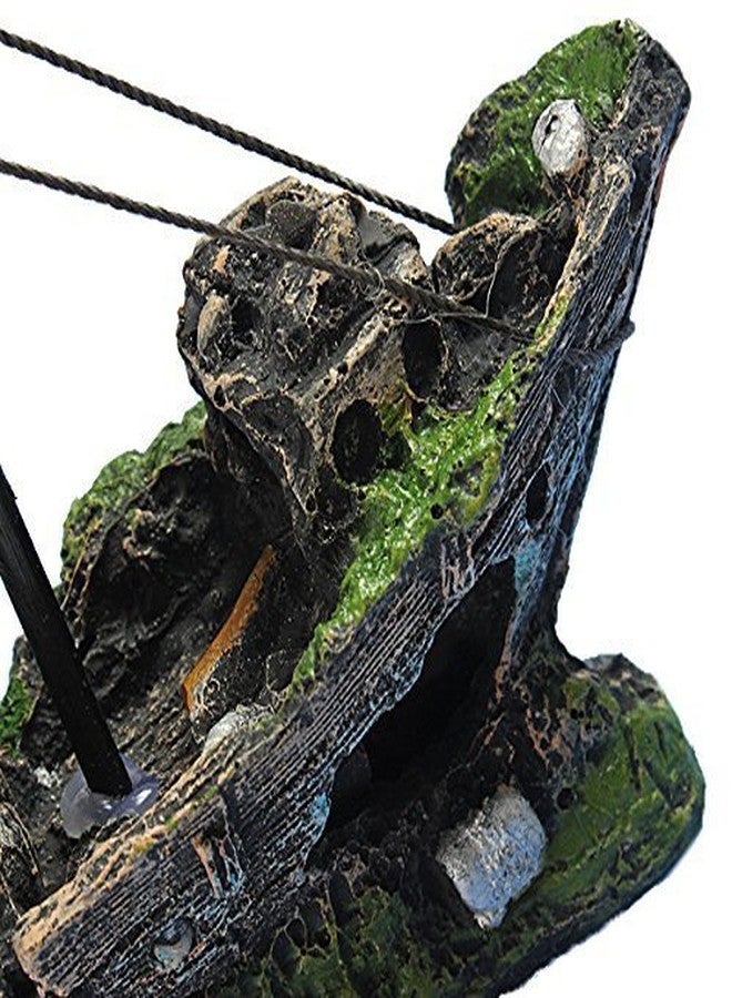 Superdream Resin Fishing Boat Aquarium Ornament Plastic Decoration Sunken Pirate Ship Theme - Image 4